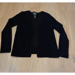 Vtg Lauren Ralph Lauren Hand Knit Sweater Black Long Sleeve 100% Cotton PS